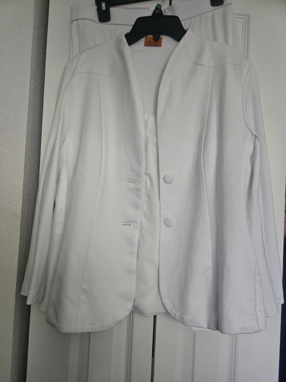 Women's White Two-Button Ponte Jacket - Picture 6 of 10